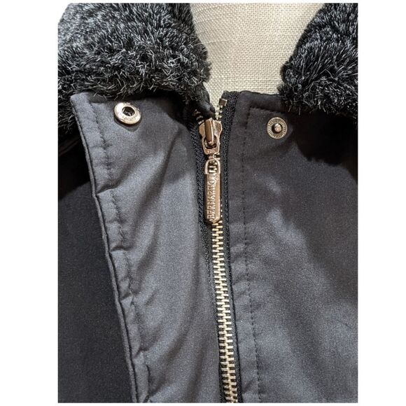 Bernardo Women's Black Long Jacket Faux Fur Collar Fleece Lining Size S - Picture 5 of 11